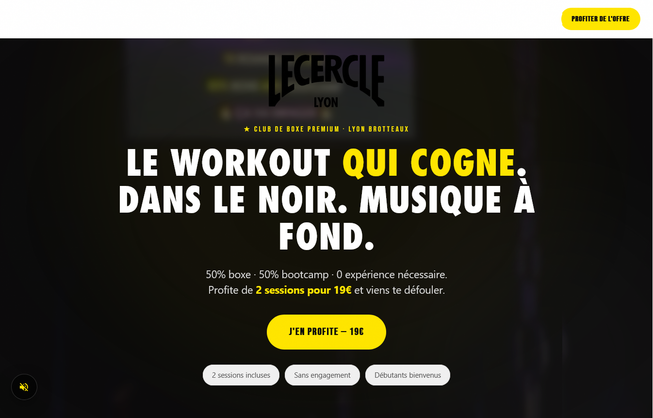 Aperçu de la landing page Le Cercle Boxing