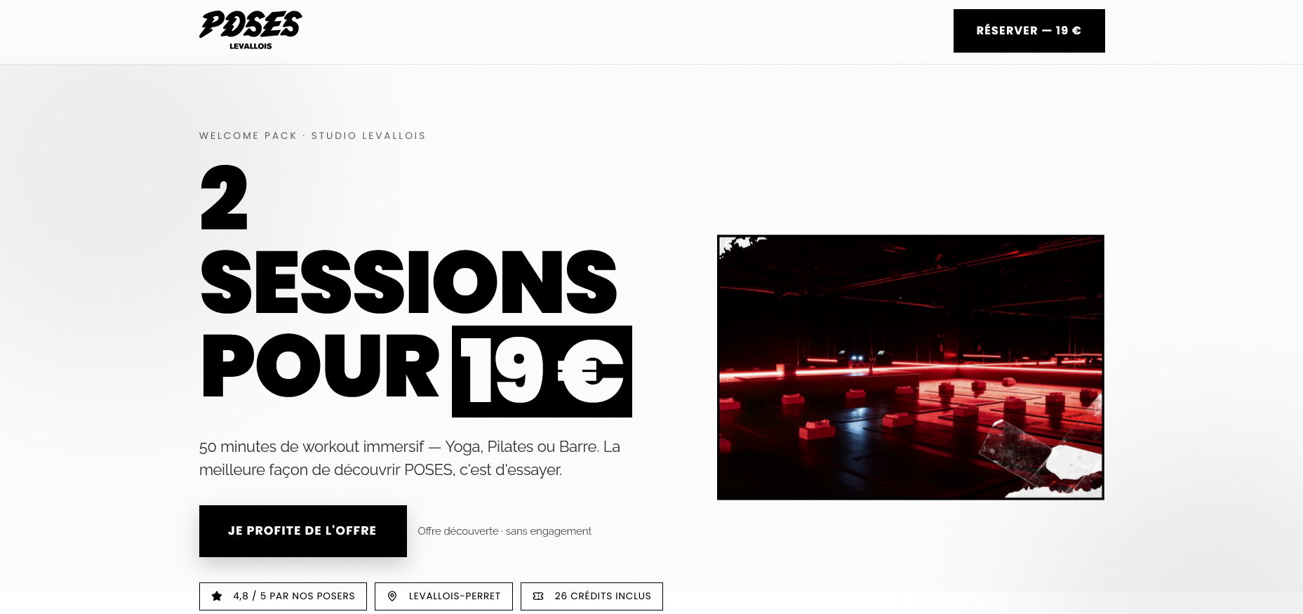 Aperçu de la landing page Poses Levallois